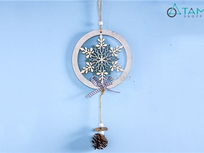 Bông tuyết gỗ xanh treo quả thông X-PKTBIG-01